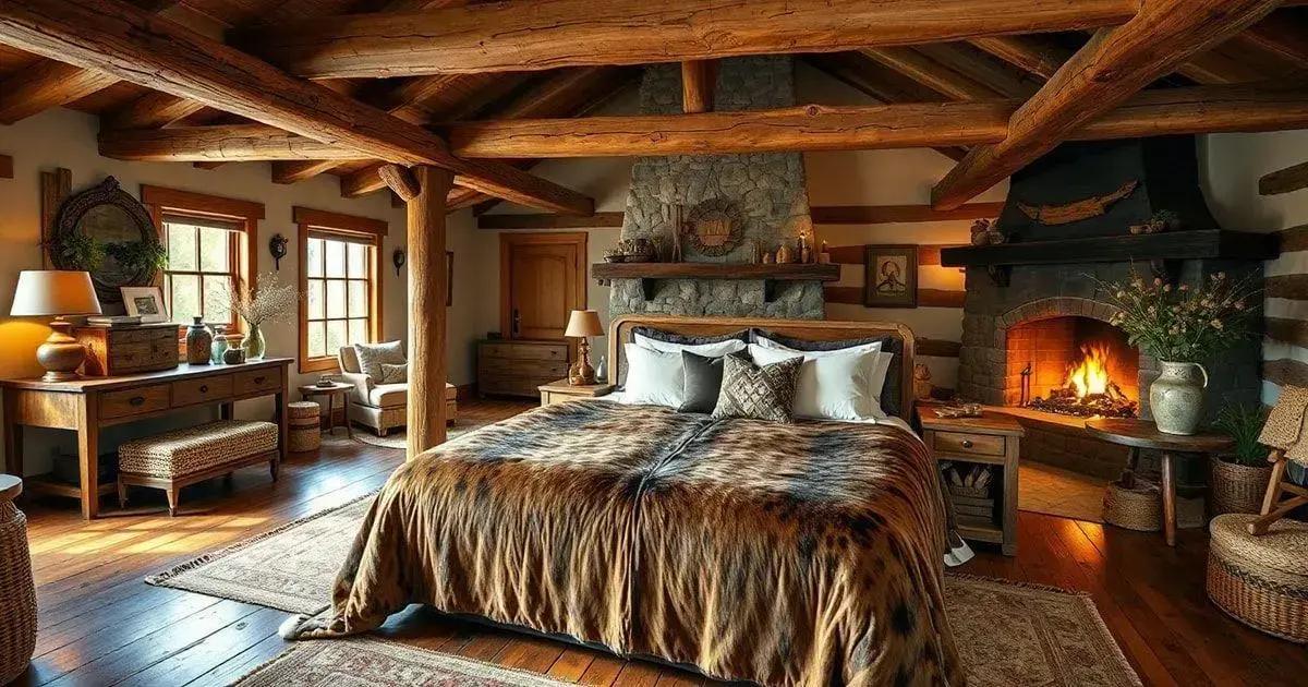 Bedroom with Animal-Hide Bedspread