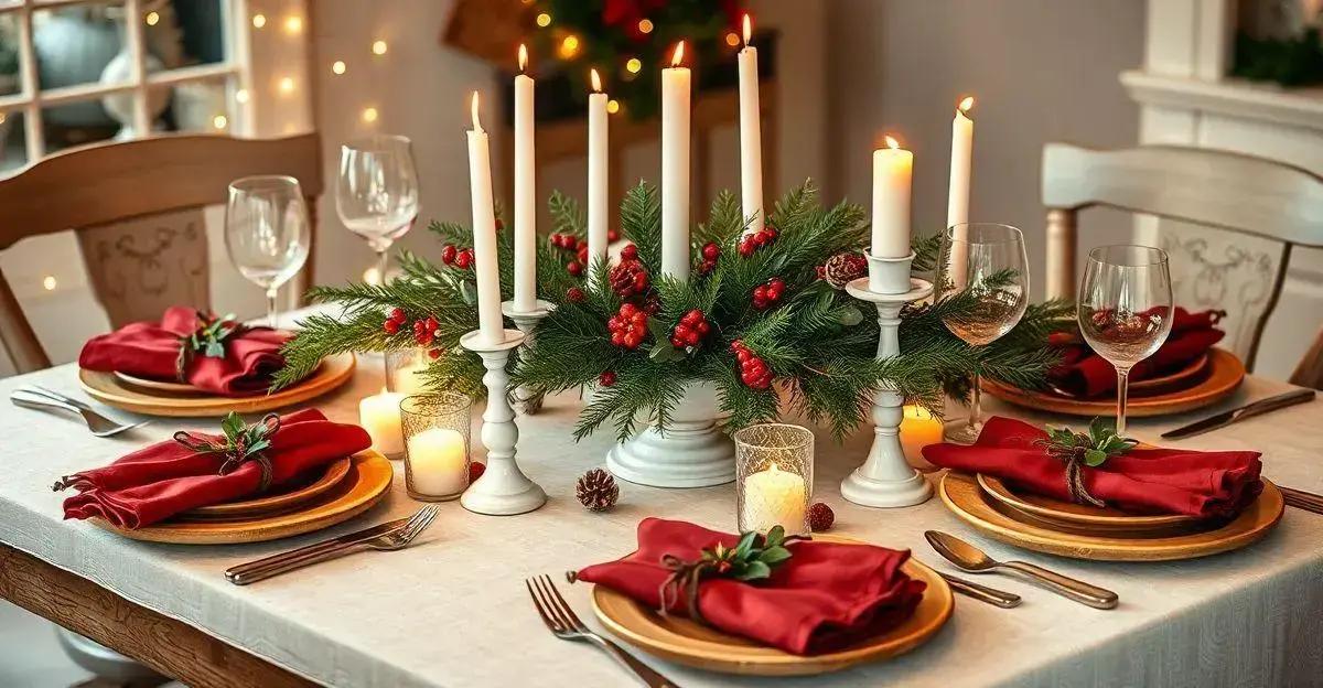 Rustic Farmhouse Christmas Table with Natural Greenery Centerpiece