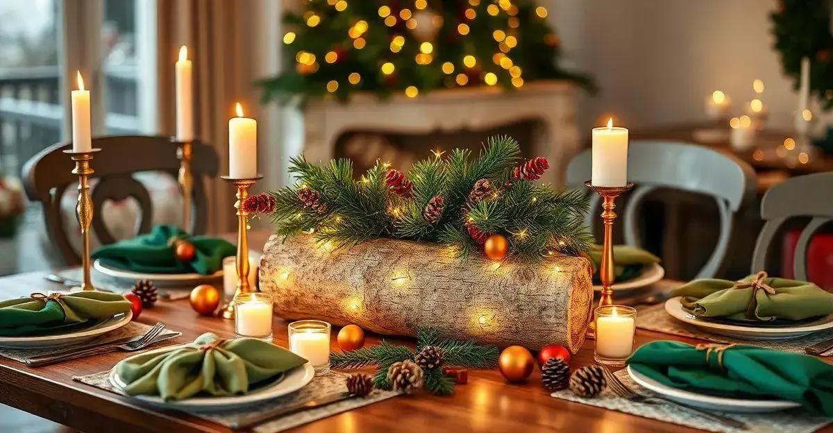 Woodland Wonderland Christmas Table with Birch Log Centerpiece